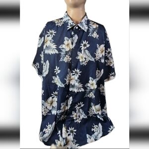 Coof Andy Hawiaan Floral Navy Blue Men's Short Sleeve Shirt Size 3XL